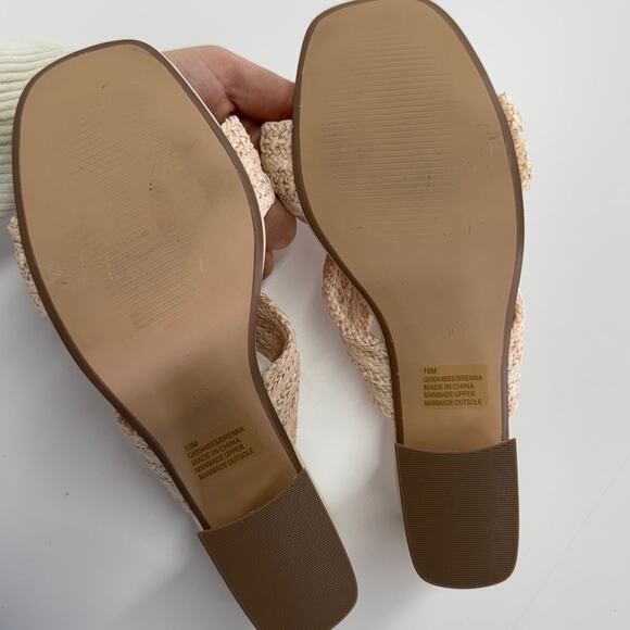 MIA Heels Womens 10 Cream Brenna Woven Block Open Toe Coastal - Picture 4 of 7